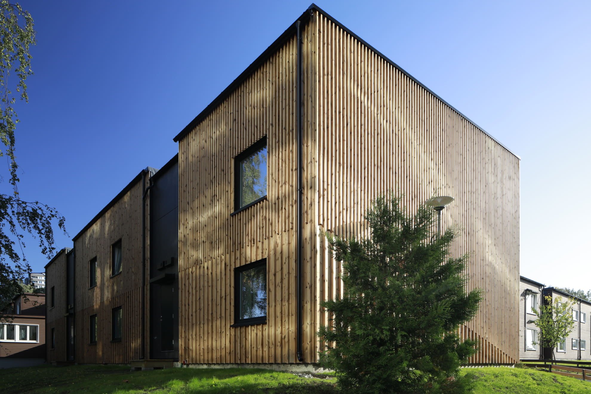 timber wood integrated facade