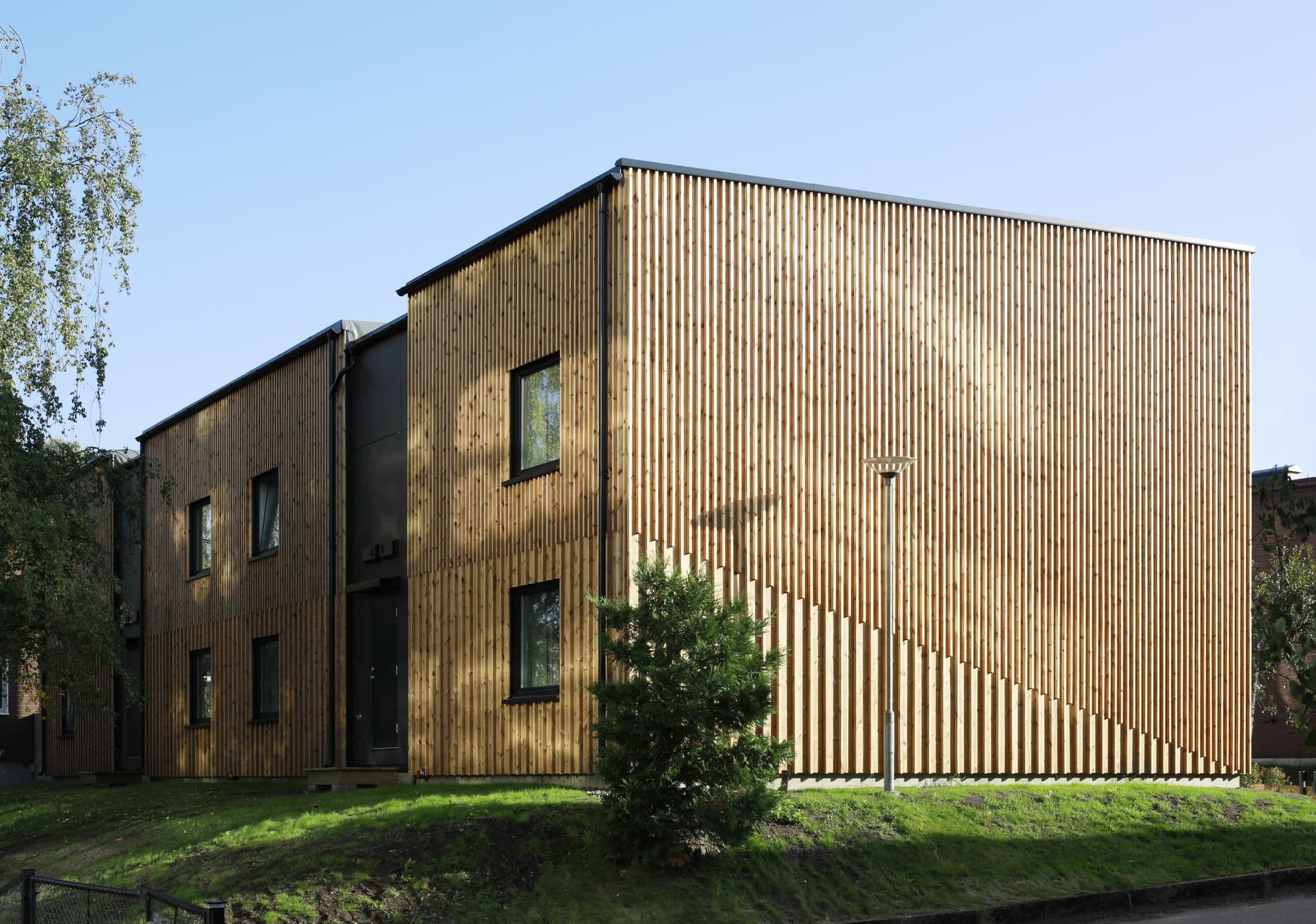 details wooden prefabricated facade building