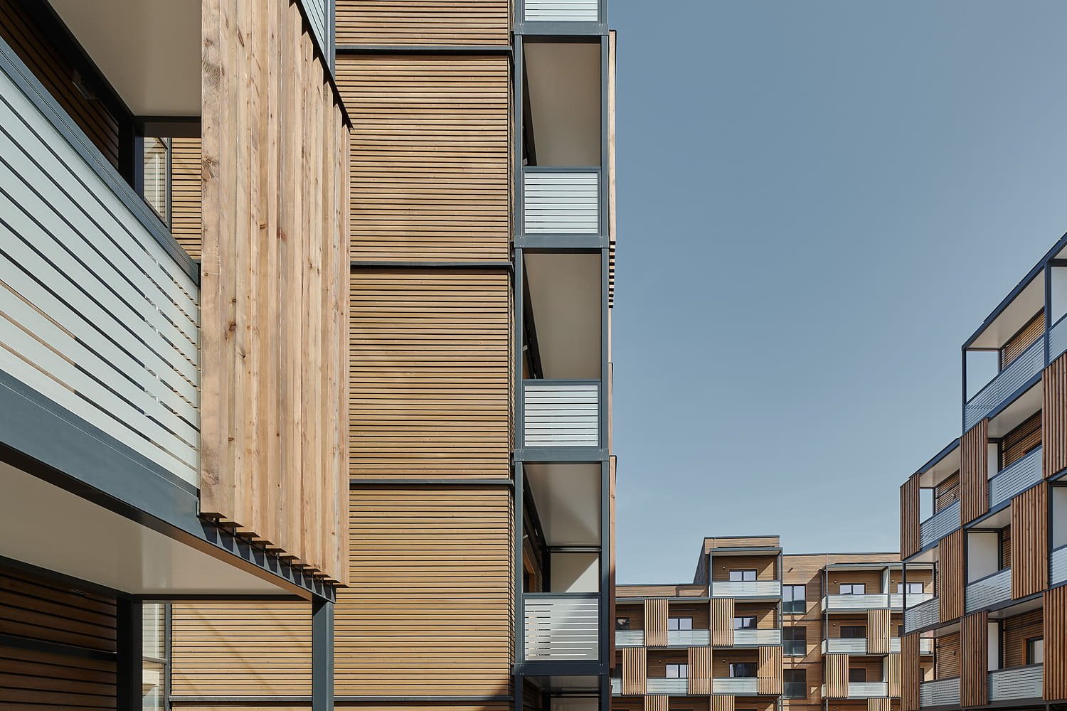 wooden facades balconies